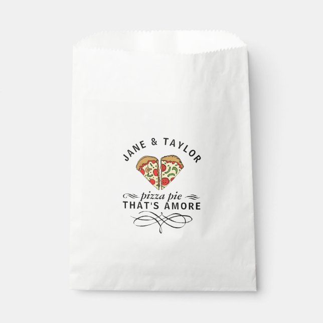 Sachets En Papier Couples Love Pizza Ajouter des noms (Devant)