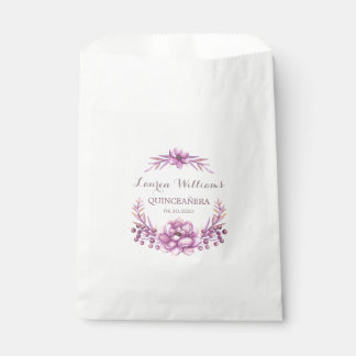Sachets En Papier Courbe Florale violette Quinceanera Favoriser les 