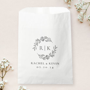 Sachets En Papier Couronne Élégante Monogramme Initial de Mariage
