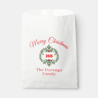 Sachets En Papier Couronne florale festive de Noël personnalisable