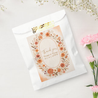 Sachets En Papier Couronne florale orange mariage  