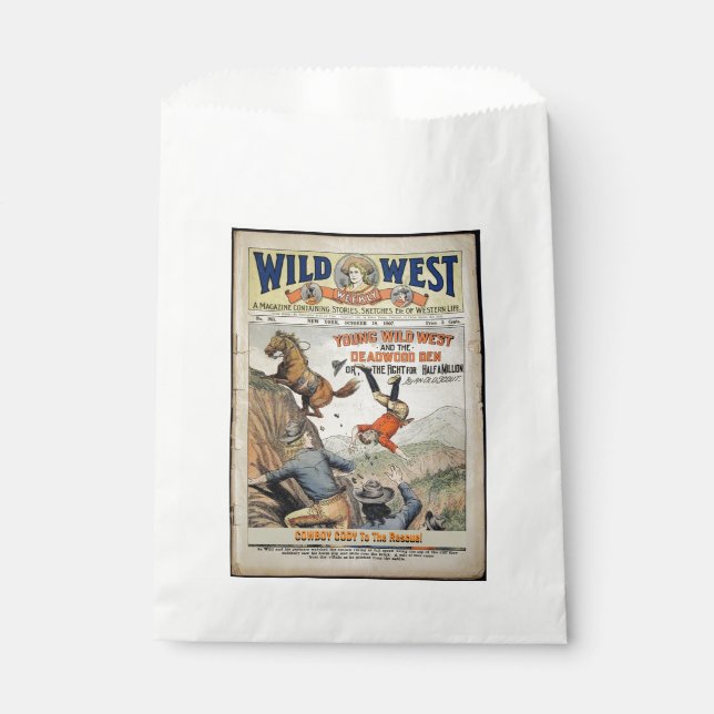 Sachets En Papier Cowboy Wild West Ajouter Boy's Name Birthday Party (Devant)