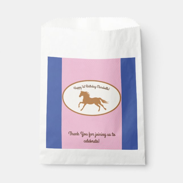 Sachets En Papier Cowgirl Horse Pony mignonne 1er anniversaire de fê (Devant)