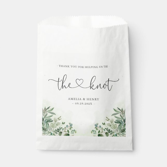 Sachets En Papier Cravate du noeud | Eucalyptus Chic Mariage Merci (Devant)