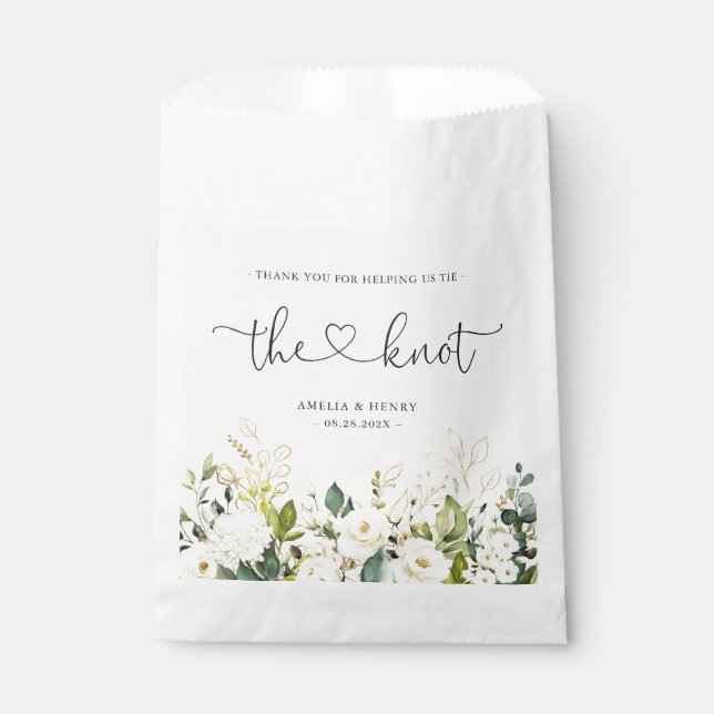Sachets En Papier Cravate du noeud | Merci Mariage floral vert F (Devant)