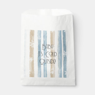 Sachets En Papier Crème Beige Bleu Noël Flocons de Neige Rayures Fro