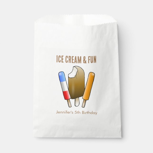 Sachets En Papier Crème de glace et Amusants Anniversaire (Devant)