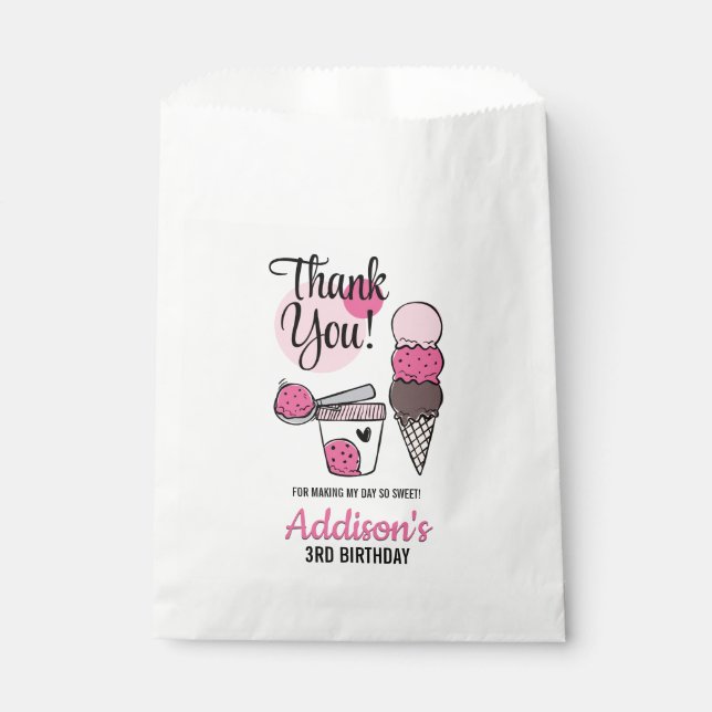 Sachets En Papier Crème glacée Scoop fête d'anniversaire Favoriser l (Devant)