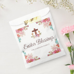 Sachets En Papier Croix florale de bénédictions de Pâques