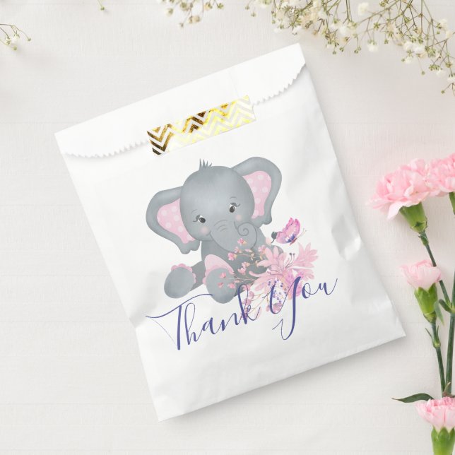 Sachets En Papier Cute aquarelle baby shower éléphant Merci (Scellé)