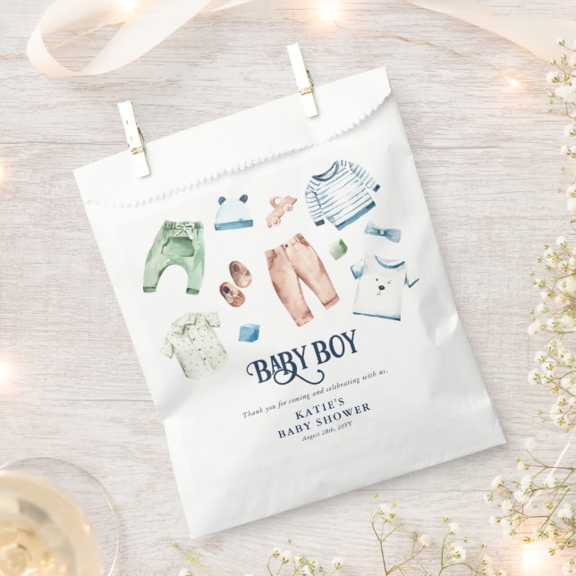 Sachets En Papier Cute Aquarelle Vêtements de garçon Baby shower de  (Coupé)