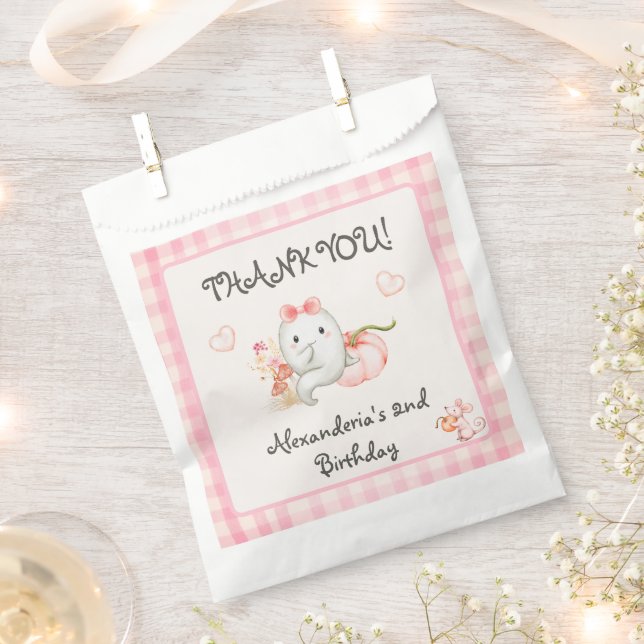 Sachets En Papier Cute Boo Ghost rose Anniversaire Fille (Coupé)