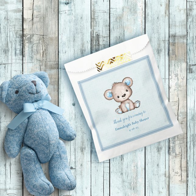 Sachets En Papier Cute Brown Ours Garçon Blanche Bleue (Créateur téléchargé)