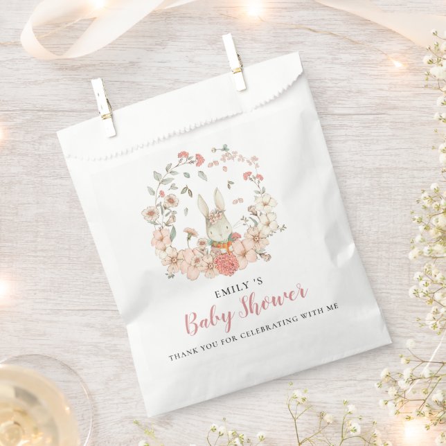 Sachets En Papier Cute Bunny Florals Merci Baby shower (Coupé)