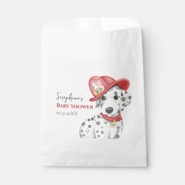 Sachets En Papier Cute Fire Fighter Baby shower dalmate (Devant)