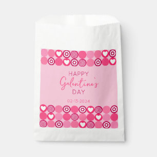 Sachets En Papier Cute Galentine's Day Coeur rose et Motif de fleurs