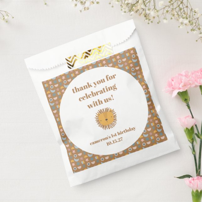 Sachets En Papier Cute Lion Bébé Animal Personnalisé Anniversaire Me (Scellé)