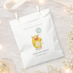 Sachets En Papier Cute Little Aqua Yellow Monster Baby shower Invita