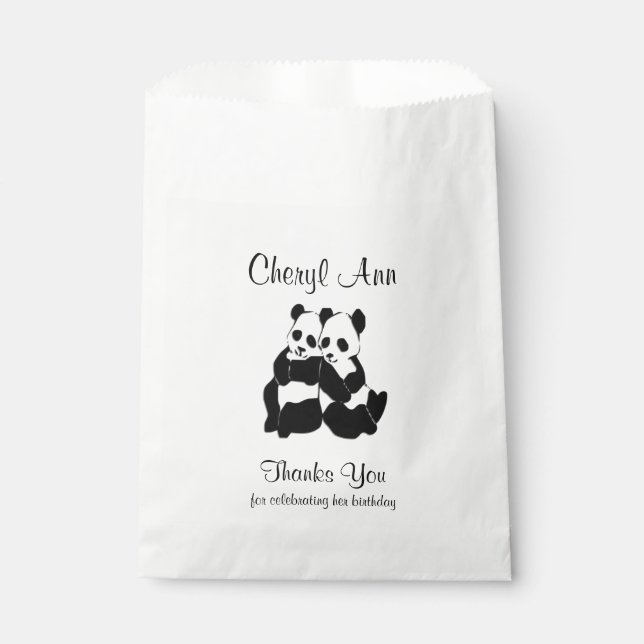 Sachets En Papier Cute Merci Panda Bears (Devant)