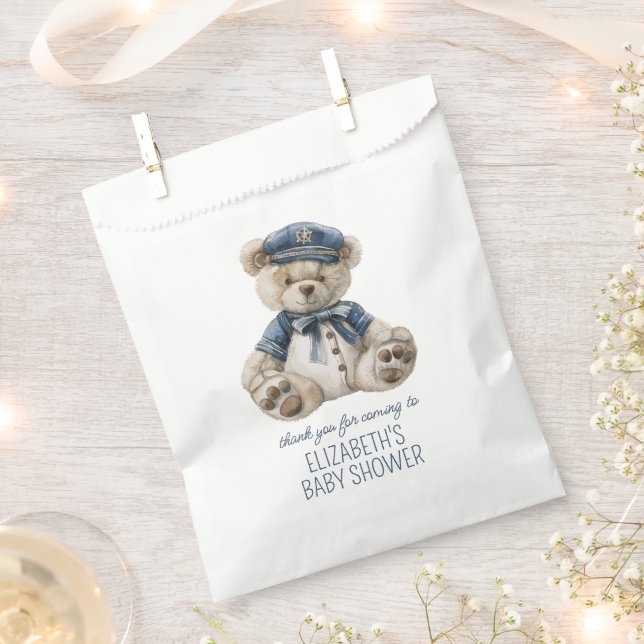 Sachets En Papier Cute Nautical Blue Baby Bear Baby Shower (Coupé)
