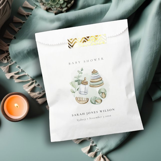 Sachets En Papier Cute Nursery Essential Baby shower vert feuille (Créateur téléchargé)