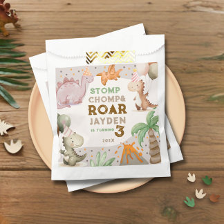 Sachets En Papier Cute Pastel Dinosaur Birthday Party 