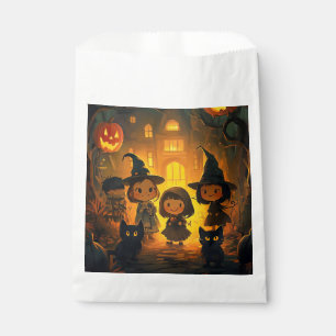 Sachets En Papier Cute Retro Vintage Halloween Enfants Sorcière Chat