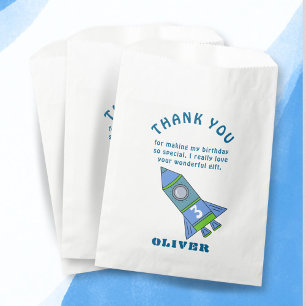 Sachets En Papier Cute Rocket Ship Blue Boy Name Kids Merci