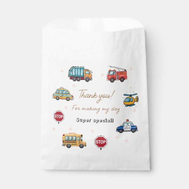 Sachets En Papier Cute Service Vehicle Birthday bash Favor Bags (Devant)