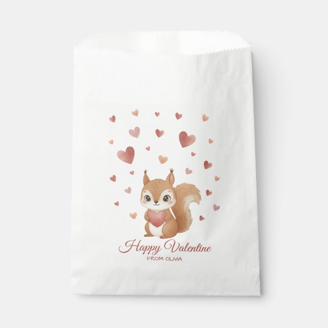 Sachets En Papier Cute Squirrel with Heart Valentine's Day (Devant)