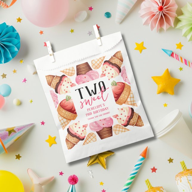 Sachets En Papier Cute Two Sweet Ice Cream 2e anniversaire (Créateur téléchargé)