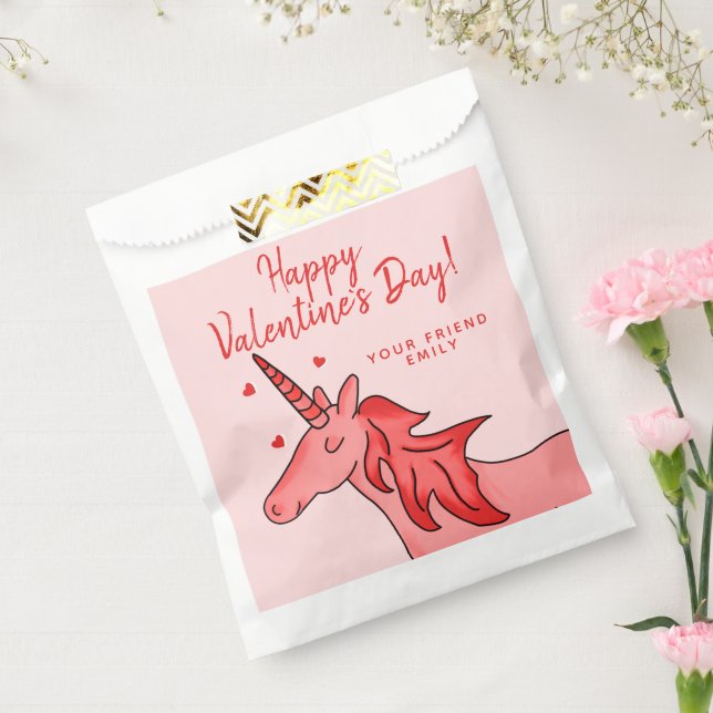 Sachets En Papier Cute Unicorn Coeur Enfants Valentine`jour (Scellé)