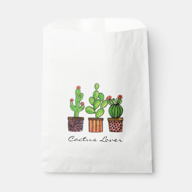 Sachets En Papier Cute Watercolor Cactus (Devant)