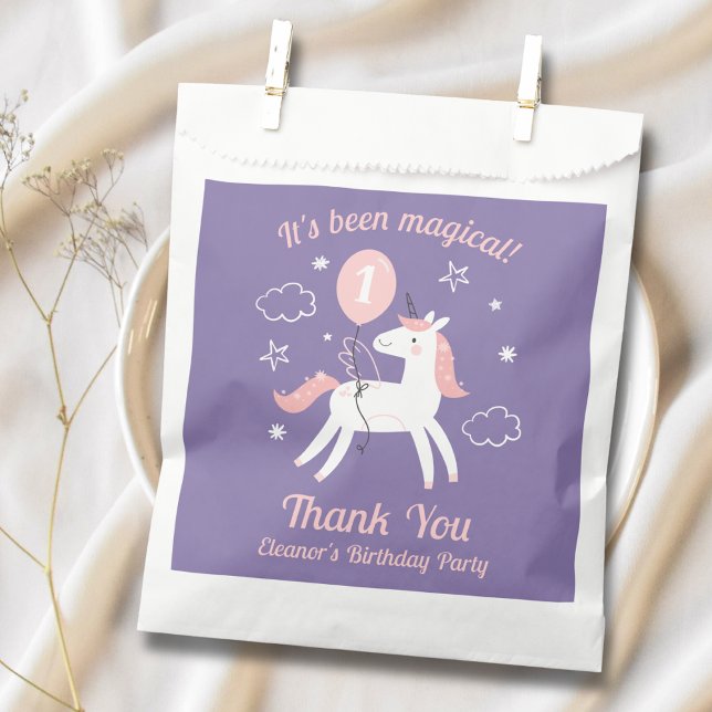 Sachets En Papier Cute Whimsical Unicorn Girls Anniversaire Merci (Créateur téléchargé)