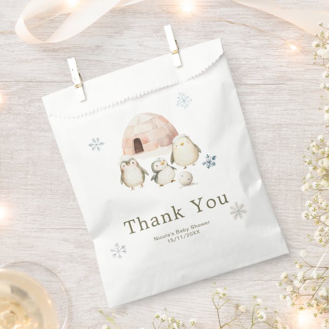 Sachets En Papier Cute Winter Penguins Baby Shower (Coupé)