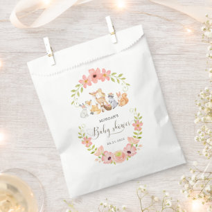 Sachets En Papier Cute Woodland Animaux Baby shower Floral