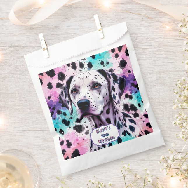 Sachets En Papier Dalmatian Dog Pink Purple Turquoise Birthday (Coupé)