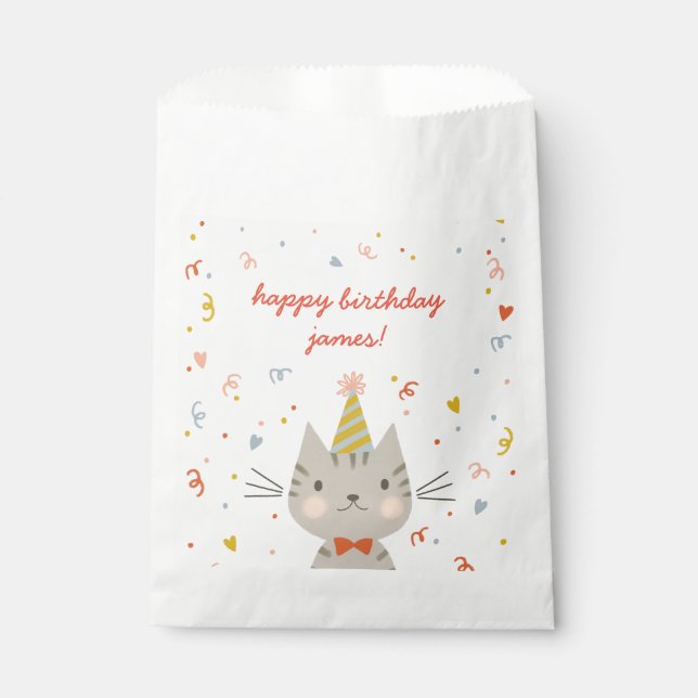 Sachets En Papier Dapper Kitty fête d'anniversaire (Devant)