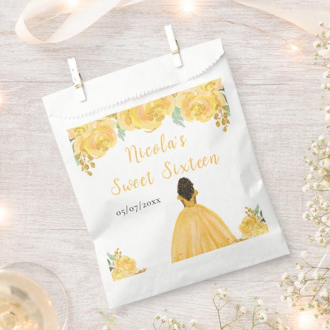 Sachets En Papier Dark Skin Princess Gold Floral Sweet Sixteen (Coupé)
