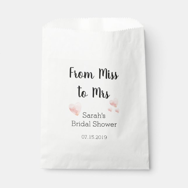 Sachets En Papier De Mlle à Mme Fête des mariées Coeurs roses (Devant)