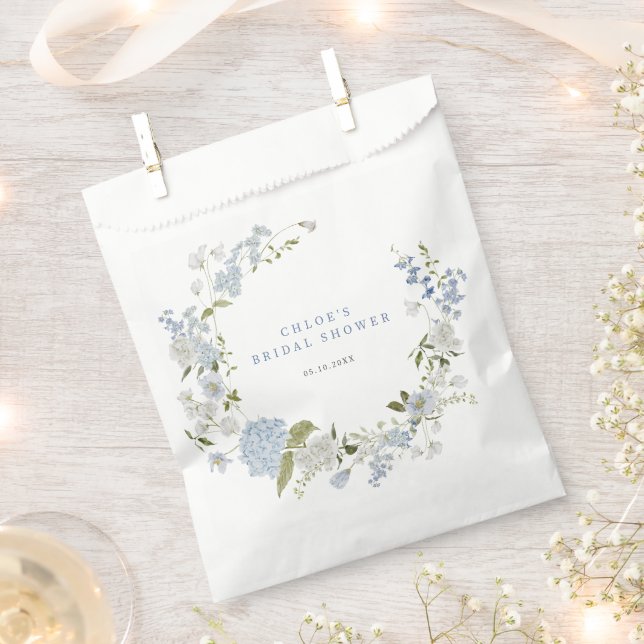 Sachets En Papier Délicat Fête des mariées Florale Bleue (Coupé)