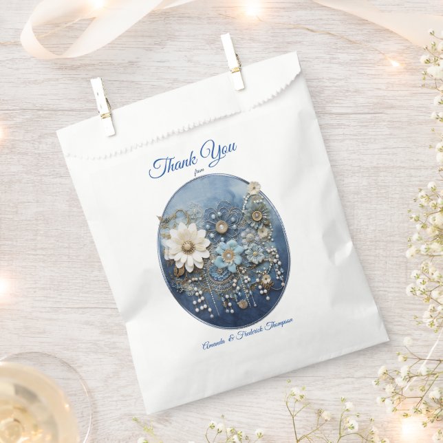 Sachets En Papier Déni bleu 3-D tendance Imprimer avec bijoux costum (Coupé)