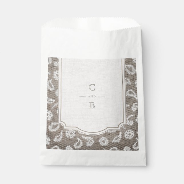 Sachets En Papier Dentelle et mariage campagnard rustique burlap mer (Devant)