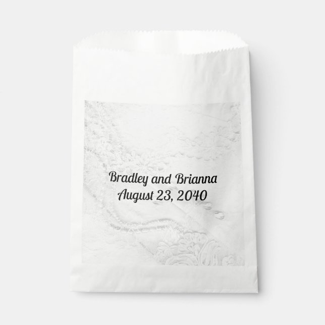 Sachets En Papier Dentelles et perles blanches et argentées sur Mari (Devant)