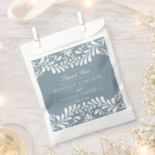 Sachets En Papier Dessert de Mariage de Fiesta en Carrelage bleu fon