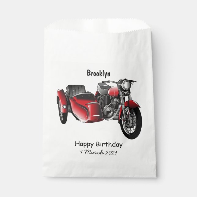 Sachets En Papier dessin animé de la moto Sidecar (Devant)