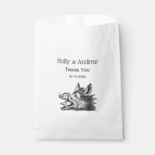 Sachets En Papier Dessin tête de sanglier vintage en noir et blanc
