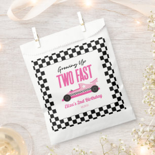 Sachets En Papier Deux Fast Pink Race Car 2e fête d'anniversaire