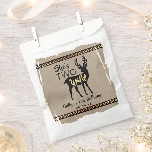 Sachets En Papier Deux Filles sauvages Cerf de bois 2e anniversaire (Coupé)