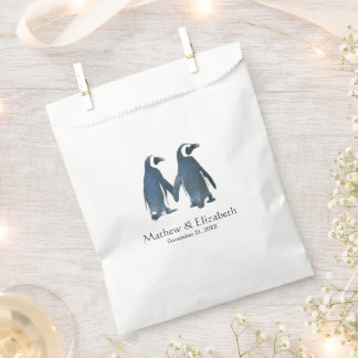 Sachets En Papier Deux mignons pingouins | Mariage romantique